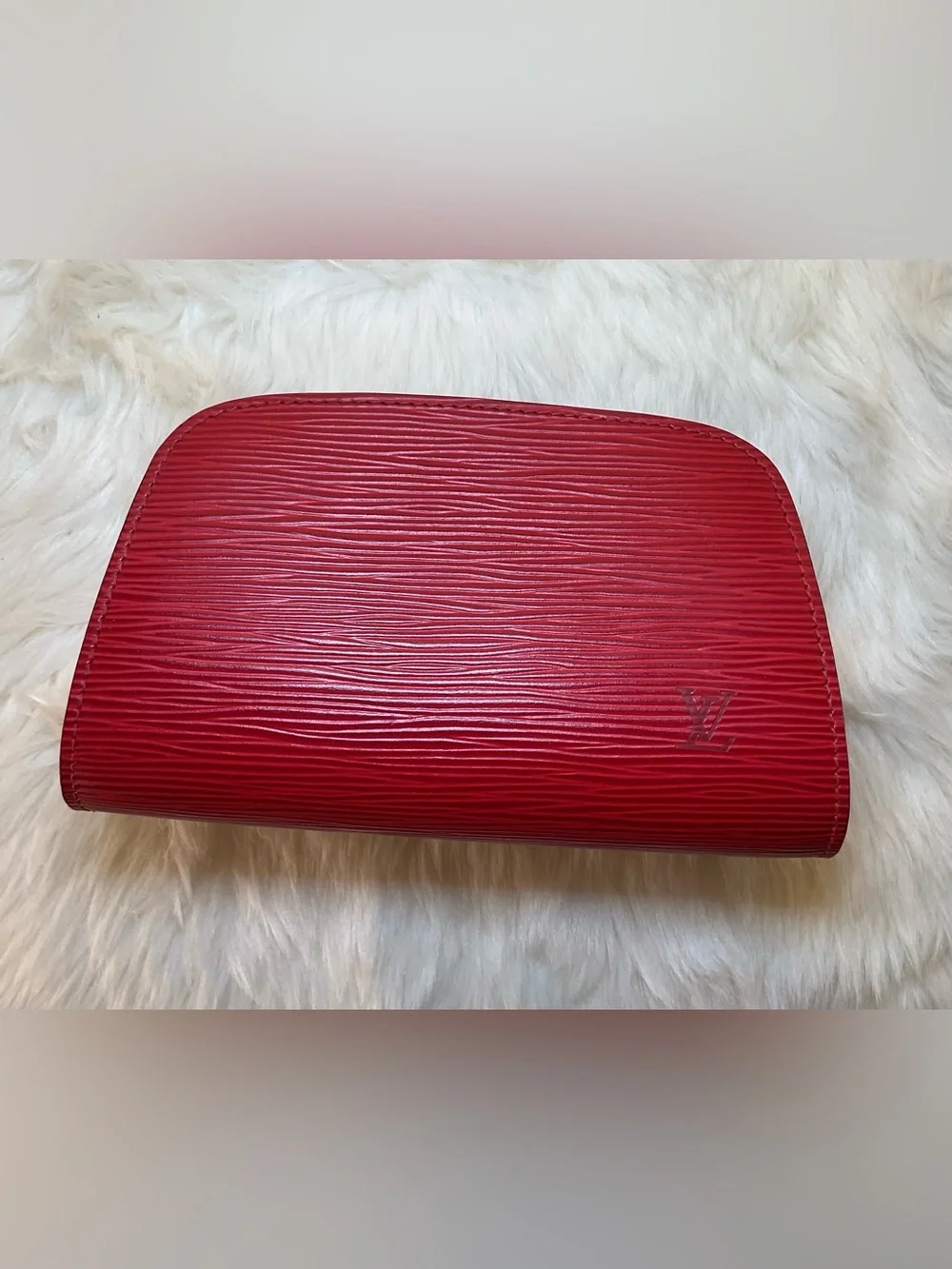Louis Vuitton Dauphine PM Pouch in Red Epi Leather with Gold Hardware